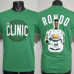 Rajon Rondo Celtics Tee Shirt Majestic Youth  Fits Men Green 2 Sided